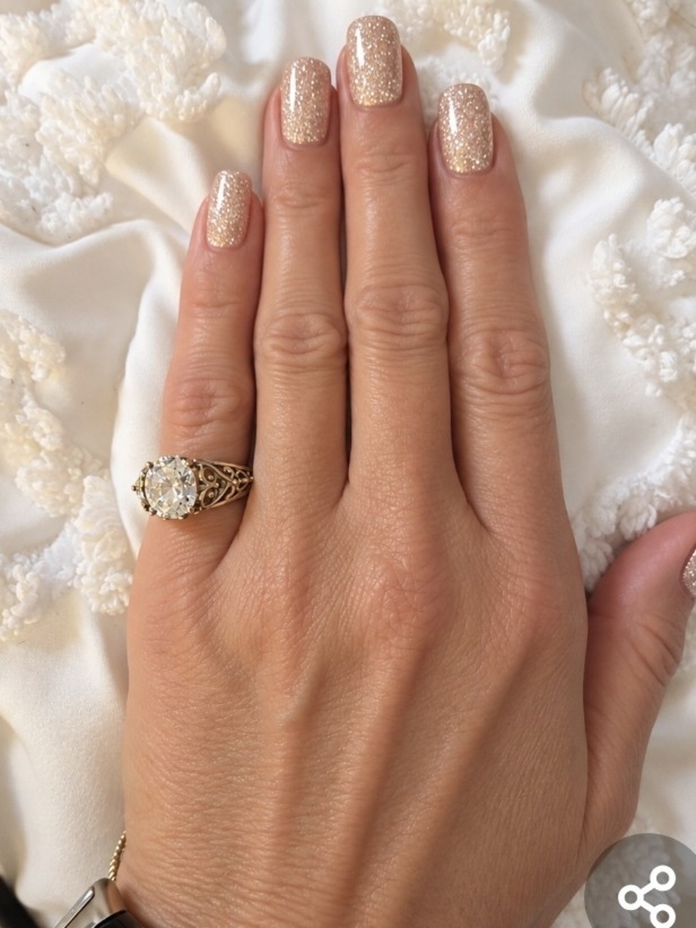 Vintage Filigree Gold Ring with Clear Stone - Elegant Women's Ring